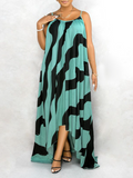 Casual Stripe Print Irregular Sling Dress
 HW5C6BERDQ