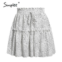 Simplee Casual polka dot mini women skirt High waist A line korean tassel pink summer skirt Sexy ruffle beach female skirts 2019 - THINKVINTAGEONLINE